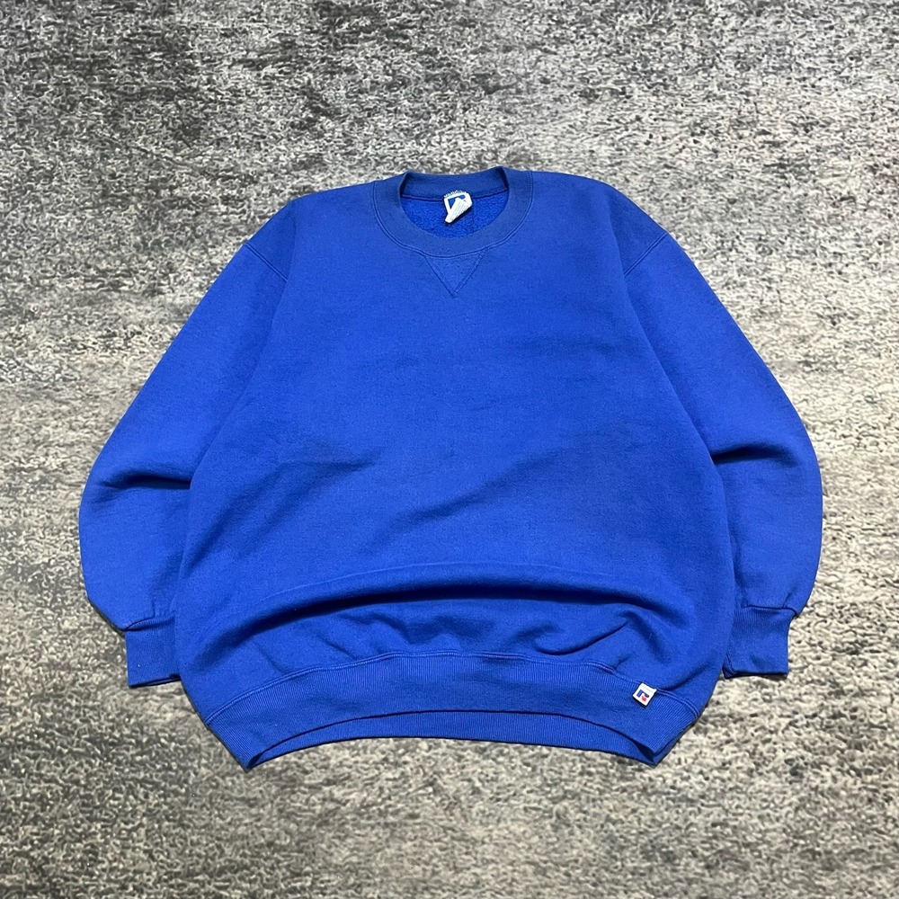Vintage Russell Athletic Sweatshirt Mens XXL Blue 90s Blank Crewneck USA‎